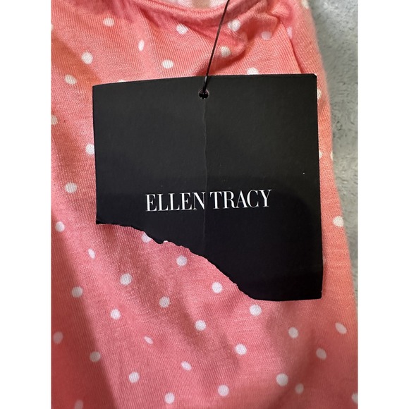 Ellen Tracy Women's Medium NWT Top Coral Polka Dot Sleeveless Ruffle Tank Summer - Picture 4 of 8